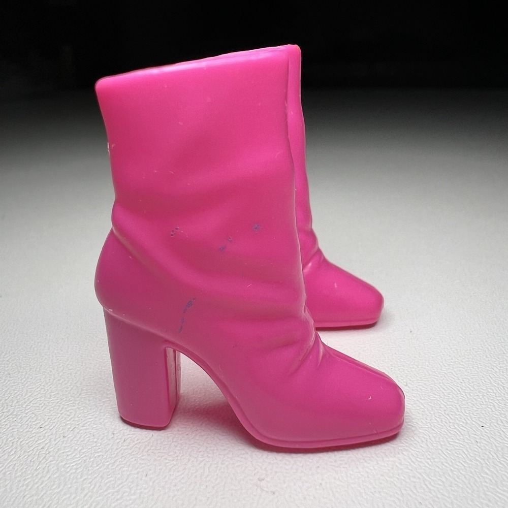 Barbie Doll Hot Pink Ankle Boots Y2K Soft Vinyl Hip to Be Square Slouch Heeled